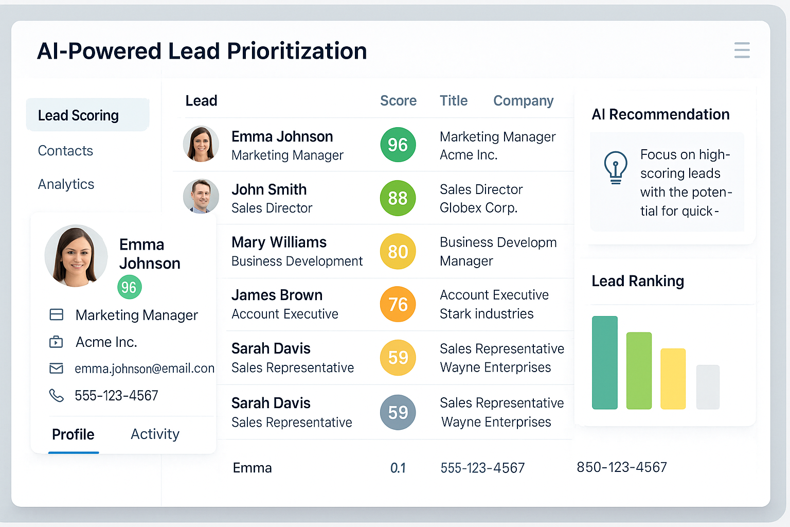 AI Sales Assistant Screenshot 2: Lead Scoring